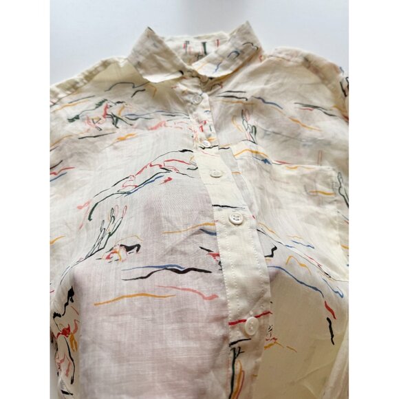 NWT BANANA REPUBLIC Desert Ramie Cropped Button Down Skimmer Shirt, Size XS - Picture 12 of 16